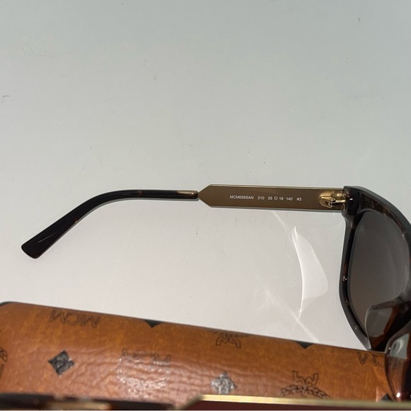 MCM 55mm Brown Modified Rectangle Sunglasses - Authentic -New W/Case & Cloth - Picture 15 of 16